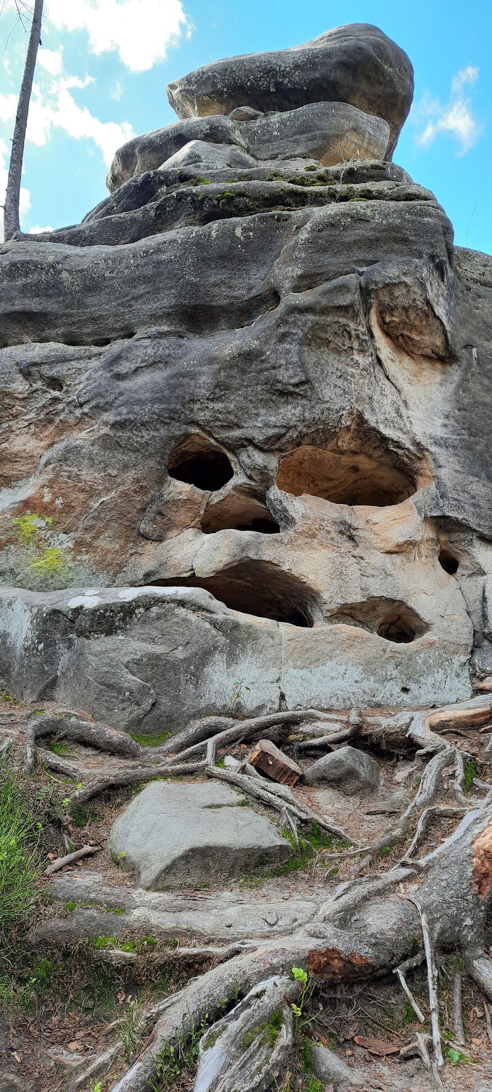 Skalna ściana o porowatej strukturze na Ostašu o świcie.
